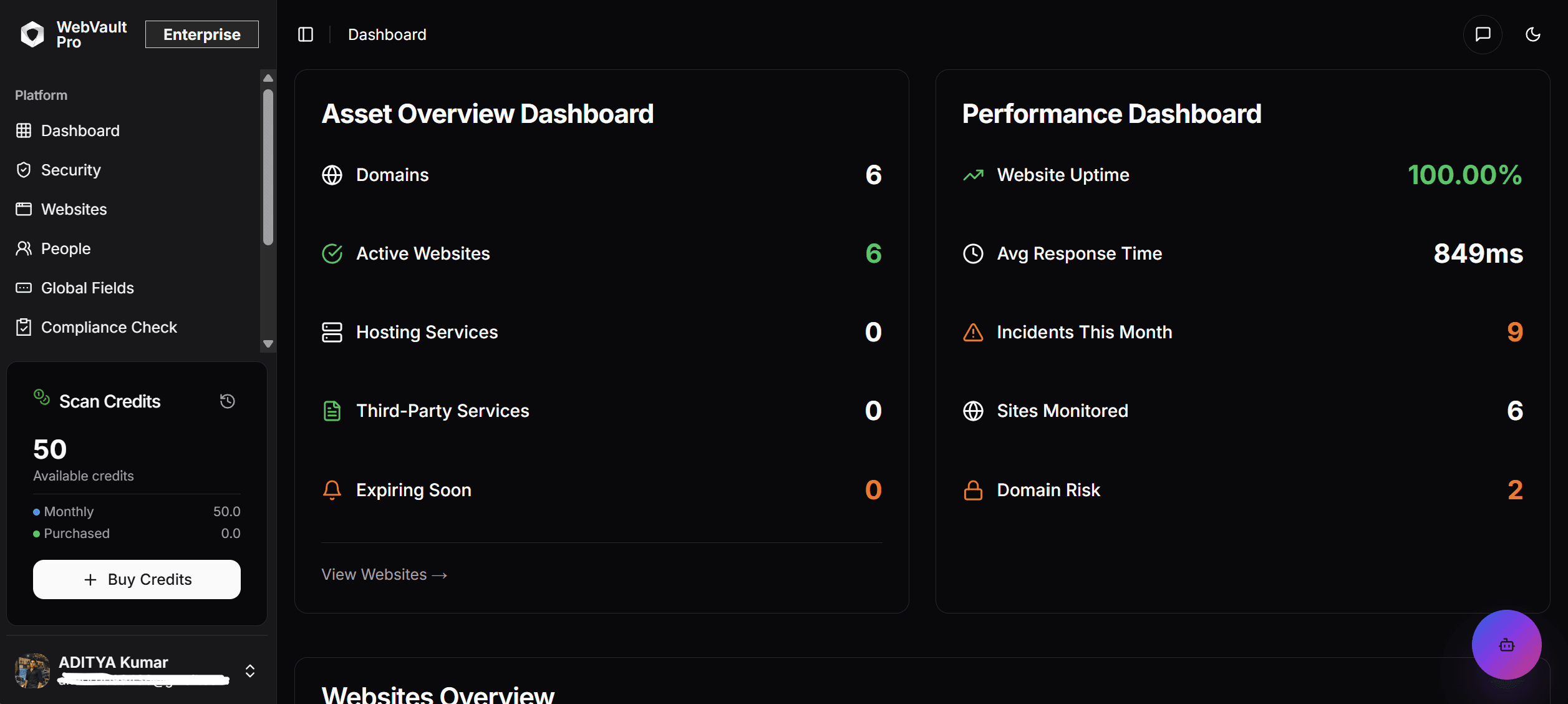 WebVault — Security Scanner Platform screenshot 1